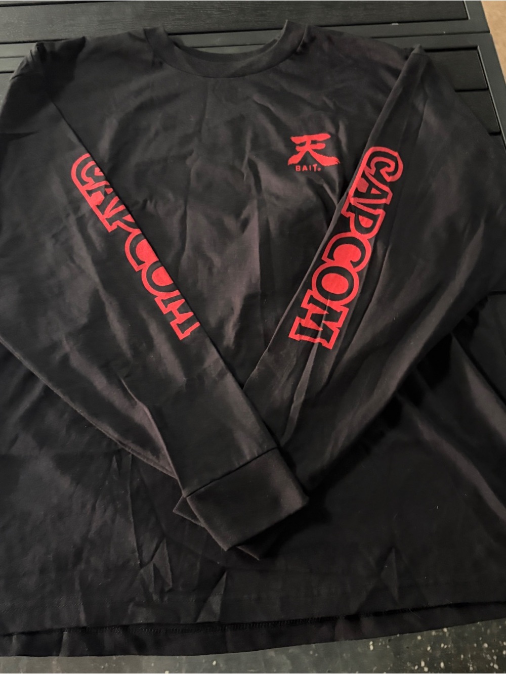 Bait x Capcom Black Long Sleeve Tee with Red Sleeve Logo